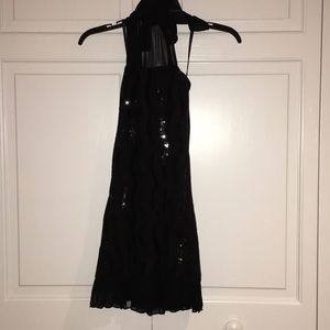 Black, halter, sequin dress
